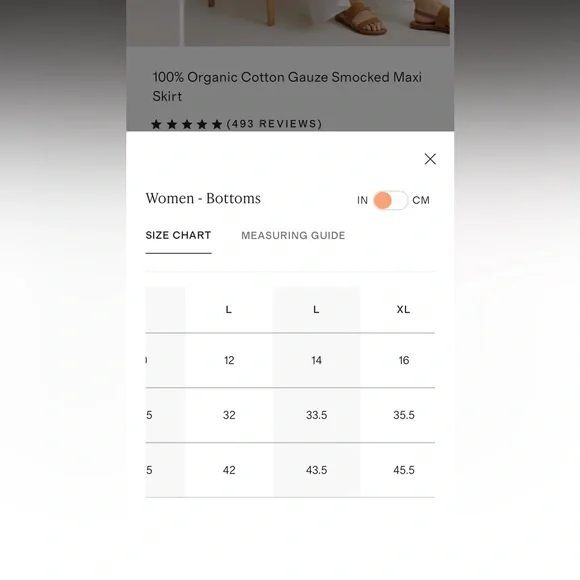 Quince 100% Organic Cotton Gauze Smocked Maxi Skirt - XL (XXL) white - Picture 3 of 3